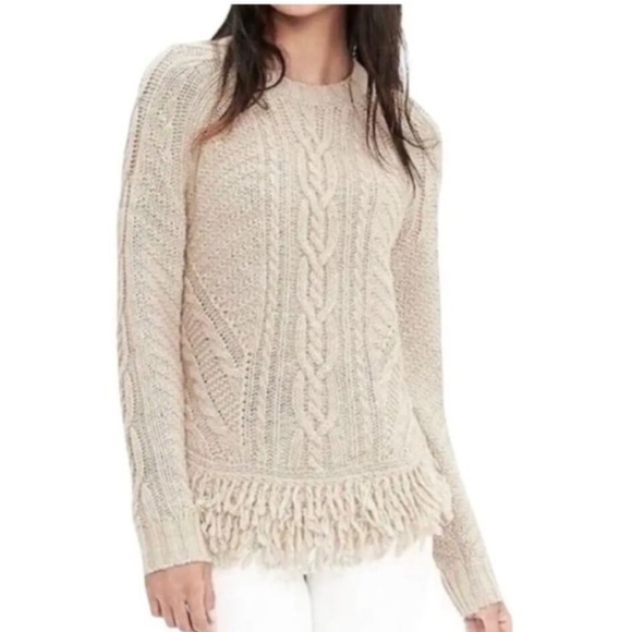 Banana Republic Sweaters - Banana Republic Light Beige Cable Knit Sweater Sz XL